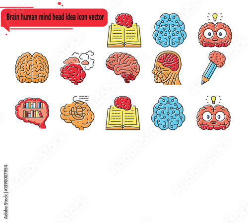 Brain human mind head idea icon vector