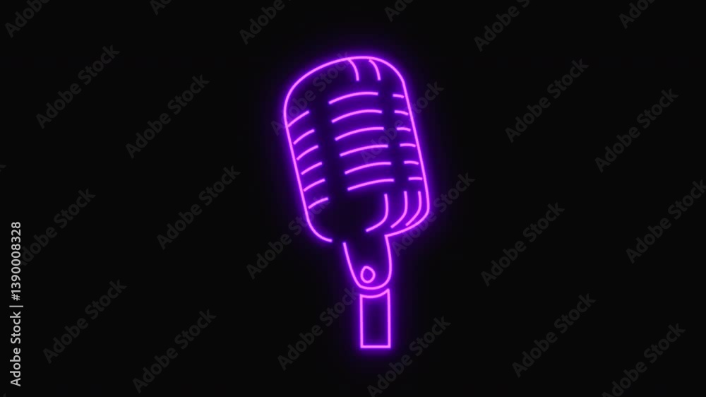 Purple neon outline of a microphone for musicrelated designs, entertainment promotions, or podcasting concepts. Vibrant and eyecatching graphic element. Purple neon outline of a microphone for musicrelated designs, entertainment promotions, or podcasting concepts. Vibrant and eyecatching graphic element.
