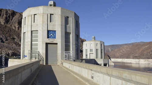 Intake tower of Hoover Dam on the Nevada side. Hoover Dam, Nevada, USA