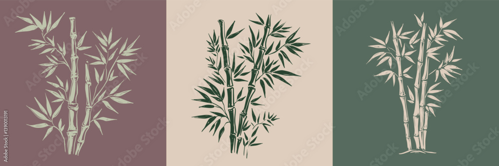 Obraz premium Bamboo tree, Hand drawn style. 