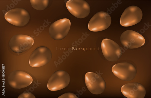 Happy Easter, 3D chocolate eggs greeting card, Easter on a warm background