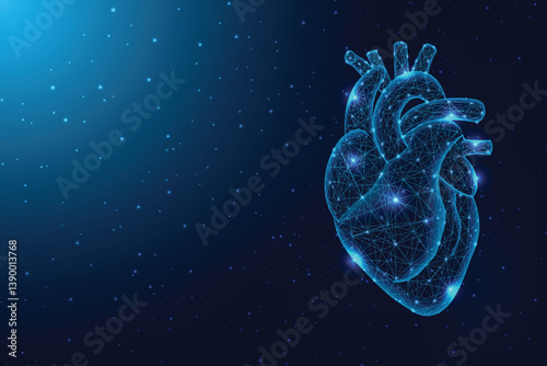 Futuristic Digital Human Heart in Space – Medical and Technology Concept