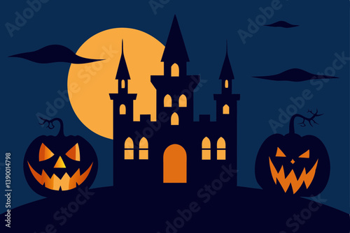 halloween background with pumpkin and bats