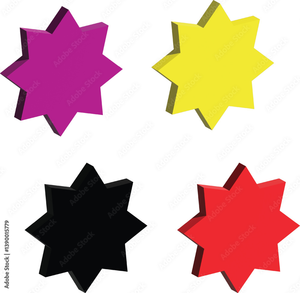 Fluorescent Red Star Shaped Stickers