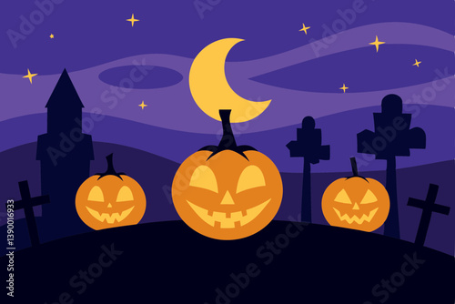 halloween background with pumpkin and bats