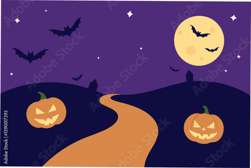 halloween background with pumpkin and bats
