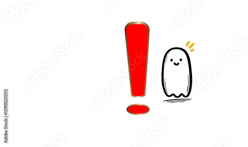 concept with exclamation mark icon. Vector. Cute pixel cartoon character notification alert surprise idea exclamation