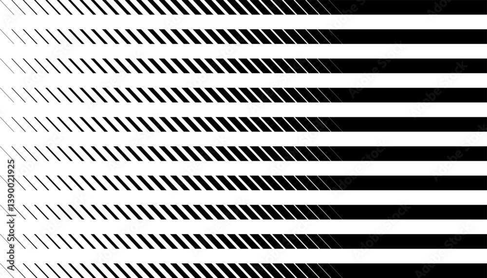 Black and white transition pattern with broken lines effect. Smooth transition pattern for sporty background and jersey design. 