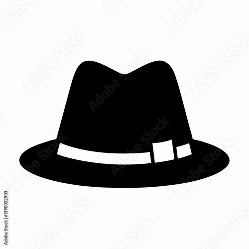 Classic Black Fedora Hat Isolated On White Background Stylish Mens Accessory