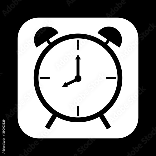 Alarm Clock Icon. Line & Glyph Symbol for Time and Reminder.