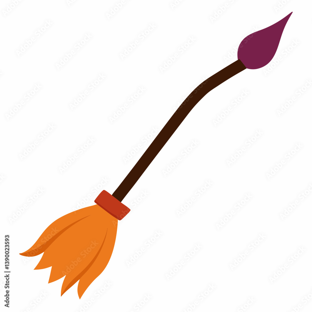 orange broom isolated on white