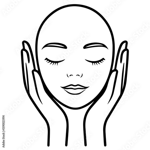 Face Cleansing Illustration | Spa & Skincare Line Drawing | Bathroom Wall Art

