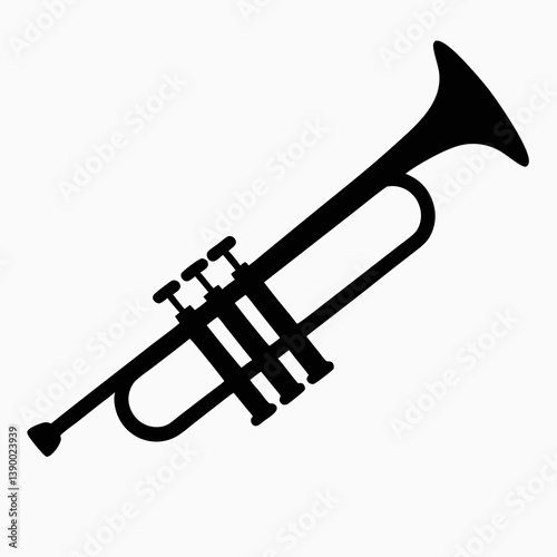 Silhouette Illustration Of A Trumpet On White Background Perfect For Musical Themes