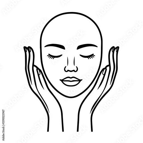 Face Cleansing Illustration | Spa & Skincare Line Drawing | Bathroom Wall Art

