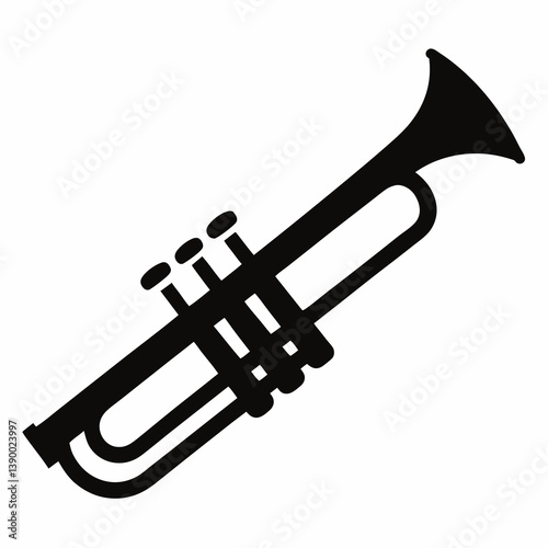 Isolated Vector Silhouette Of A Trumpet Musical Instrument On White Background
