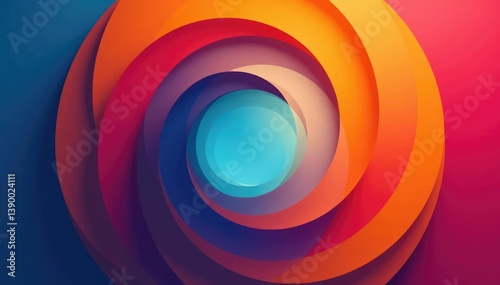 Symmetrical arrangement of overlapping circles creating a radiating effect, graphic, clean, white
