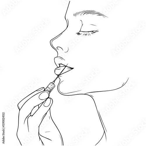 Cosmetic Injection Line Art – Beauty Treatment Vector Illustration

