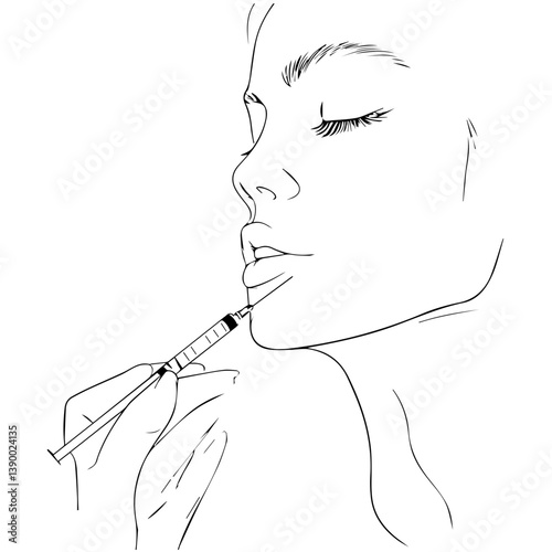 Cosmetic Injection Line Art – Beauty Treatment Vector Illustration


