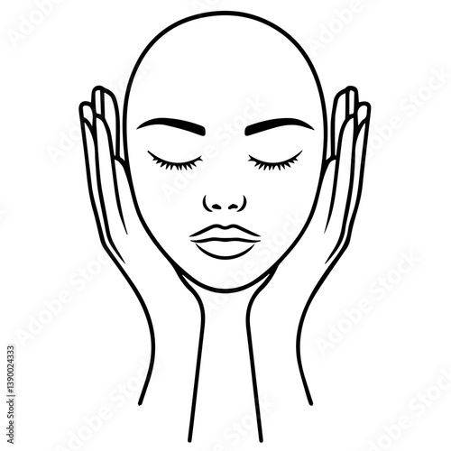 Face Cleansing Illustration | Spa & Skincare Line Drawing | Bathroom Wall Art

