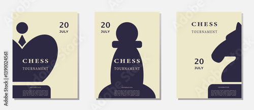 Chess tournament template set. Flyers, match, game. c, invitation, banner, poster .