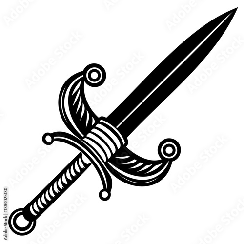 icon of 17th century saber black silhouette vector illustration isolated on transparent background