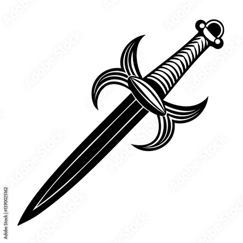 icon of 17th century saber black silhouette vector illustration isolated on transparent background