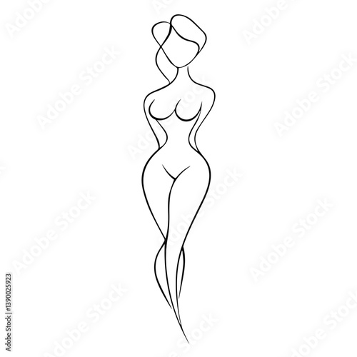 Silhouette of a naked woman line art 