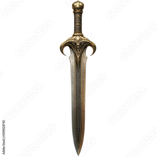 old rusty metal sword isolated on transparent background.