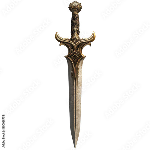 old rusty sword isolated on transparent background.