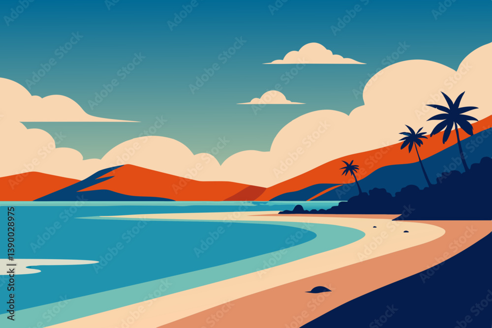 Obraz premium tropical beach with palm trees