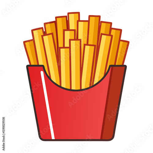 french fries in a red container no background vector file.