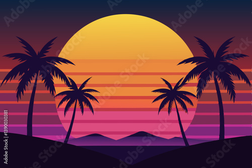 palm tree silhouette on the beach