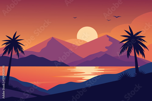 sunset over the desert