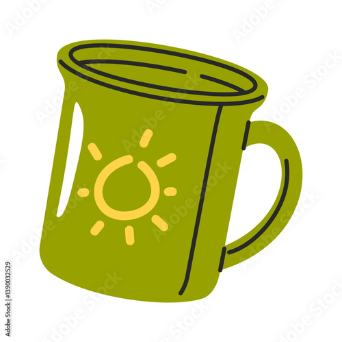 Touristic cup hand-drawn camping accessory
