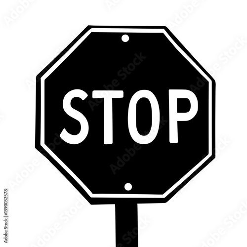 Minimalist black silhouette of a stop sign symbolizing mandatory stop at intersection