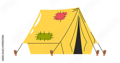 Camping tent hand-drawn travel equipment