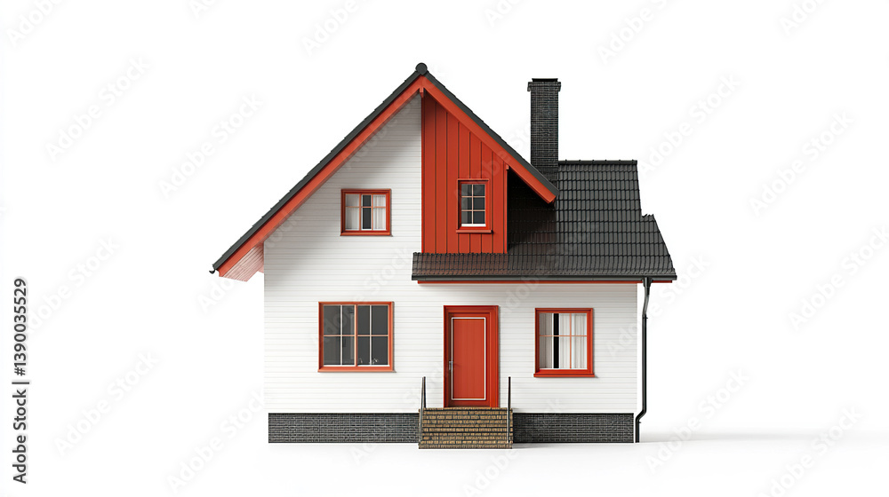 charming white house with red accents and chimney charming white house with red accents and chimney
