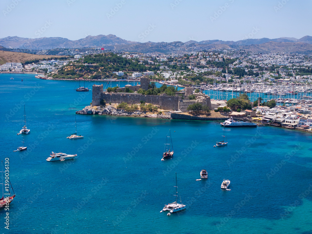 Bodrum Castle nd City Drone Photo, Bodrum Beach and Marina, Bodrum Mugla, Turkiye (Turkey) Bodrum Castle nd City Drone Photo, Bodrum Beach and Marina, Bodrum Mugla, Turkiye (Turkey)