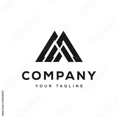 Abstract Mountain Logo Design Modern Minimalist Geometric Apex Branding Identity Business Icon Monogram Symbol Triangle Peak Shape Isolated Vector