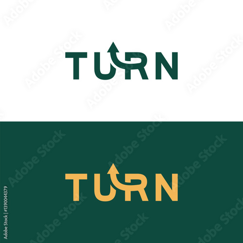 logotype typography logo called 'Return' with the letter R as left arrow.