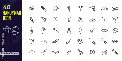 Handyman Tools & Services Icon Set – High-Quality Vector Icons for Home Improvement