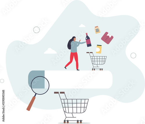 SEO, Search Engine Optimization, customer search online and buy from website, conversion rate concept.flat character life .