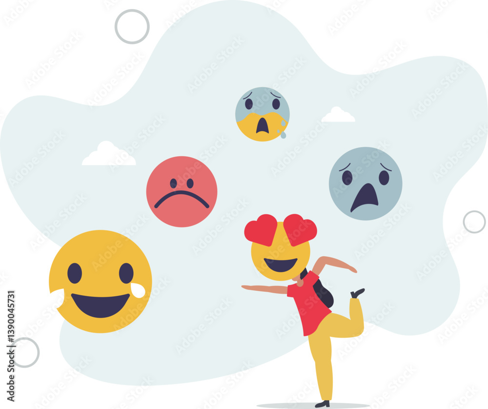 Naklejka premium Emotional intelligence and ability to read emotions.Psychological feeling with mental understanding about emotional expression.flat character life .