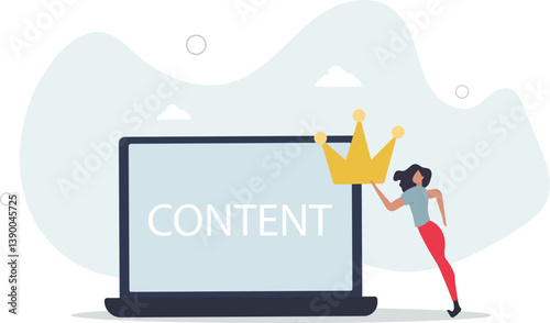 Content strategy for advertising and marketing, brand communication or social media idea, customer engagement concept.flat character life .