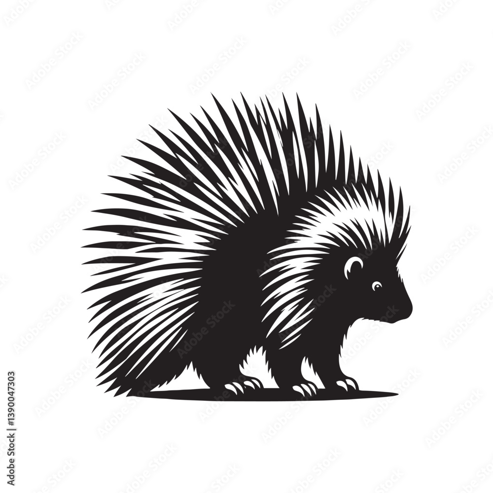 Obraz premium Porcupine Silhouette - Minimalist Porcupine Vector - Illustration of Porcupine - Wildlife silhouette.