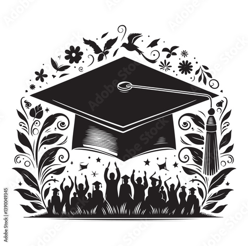 Graduation cap vector icons isolated on white background.