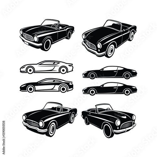 Classic convertible car black silhouette style 1