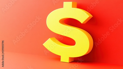 Bright yellow dollar sign against a vibrant red background photo