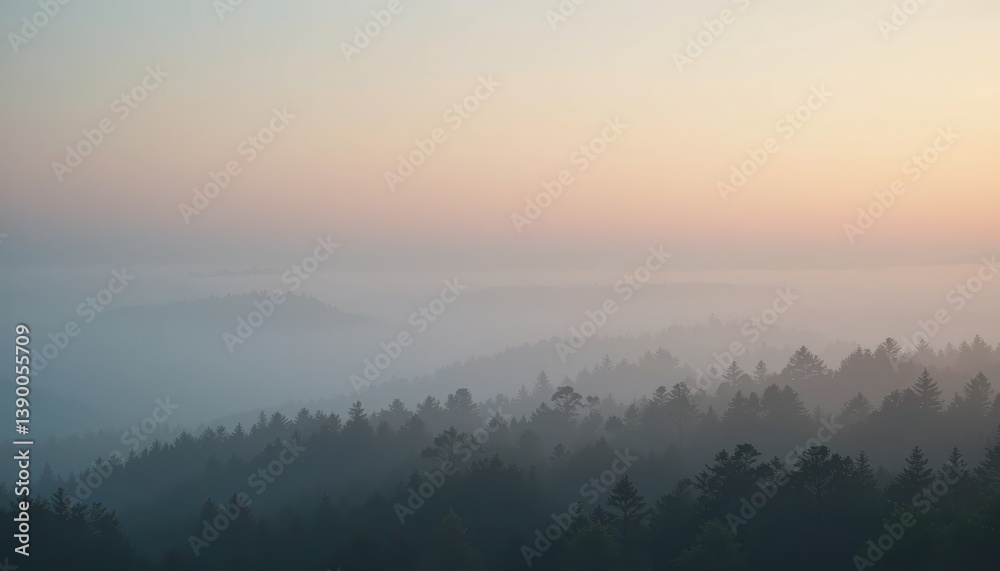 Fototapeta premium Majestic sunrise over misty hills nature photography serene landscape tranquil environment aerial view peaceful concept for nature lovers