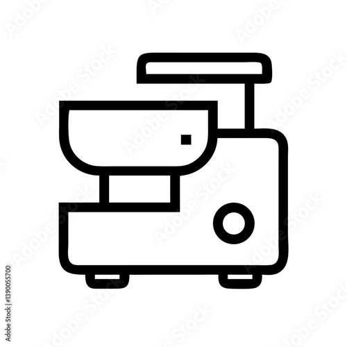Minimalist food processor icon illustration in black and white  